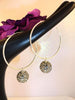 Black Diamond Crystal Ball, Hoop Earrings, set in 92.5 Sterling Silver