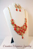 Orange and Pink Statement Necklace & Earrings Set