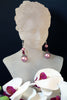 Swarovski Elements, Powder Rose Pearl and Ruby Drop Earrings