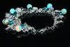 Blue Zircon Swarovski Elements and Blue Magnesite Gemstone Charms Bracelet