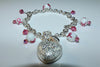 Cancer Awareness Swarovski Pink Ribbon Silver Heart Charms Bracelet