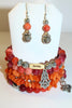 Quartzite Ruby Gemstone, Charms Cuff Wrap Bracelet And Earrings Set