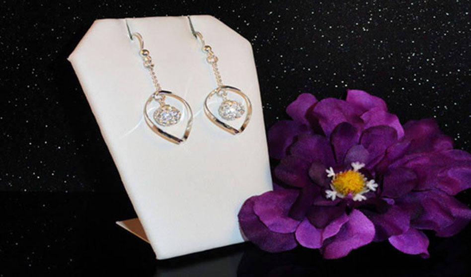 #slideOneCaption Crystal Ball, Drop Earrings Set in 92.5 Sterling Silver