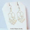 White Fresh Water Pearl, Dangle Heart Earrings, set in 92.5 Sterling Silver