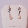 White Fresh Water Pearl, Drop Earrings, set in 92.5 Sterling Silver