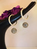 Black Diamond Crystal Ball, Small Hoop Earrings, set in 92.5 Sterling Silver