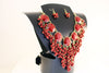 Red Cluster, Beaded Chunky Statement Necklace & Earrings Set