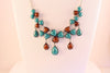Turquoise and Brown, Fashion Necklace & Earrings Set