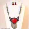 Red Turquoise, Statement Necklace & Earrings Set