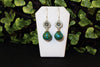 Mosaic Turquoise, and Silver Flower Dangle Earrings