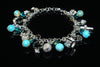 Blue Zircon Swarovski Elements and Blue Magnesite Gemstone Charms Bracelet