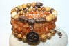 Picture Jasper And Red Aventurine Gemstone, Om Charms Cuff Wrap Bracelet And Earrings Set