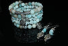 Amazonite Gemstone, Charms Cuff Wrap Bracelet And Earrings Set
