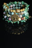 Fancy Jasper And African Jade Gemstones, Charms Cuff Wrap Bracelet And Earrings Set.